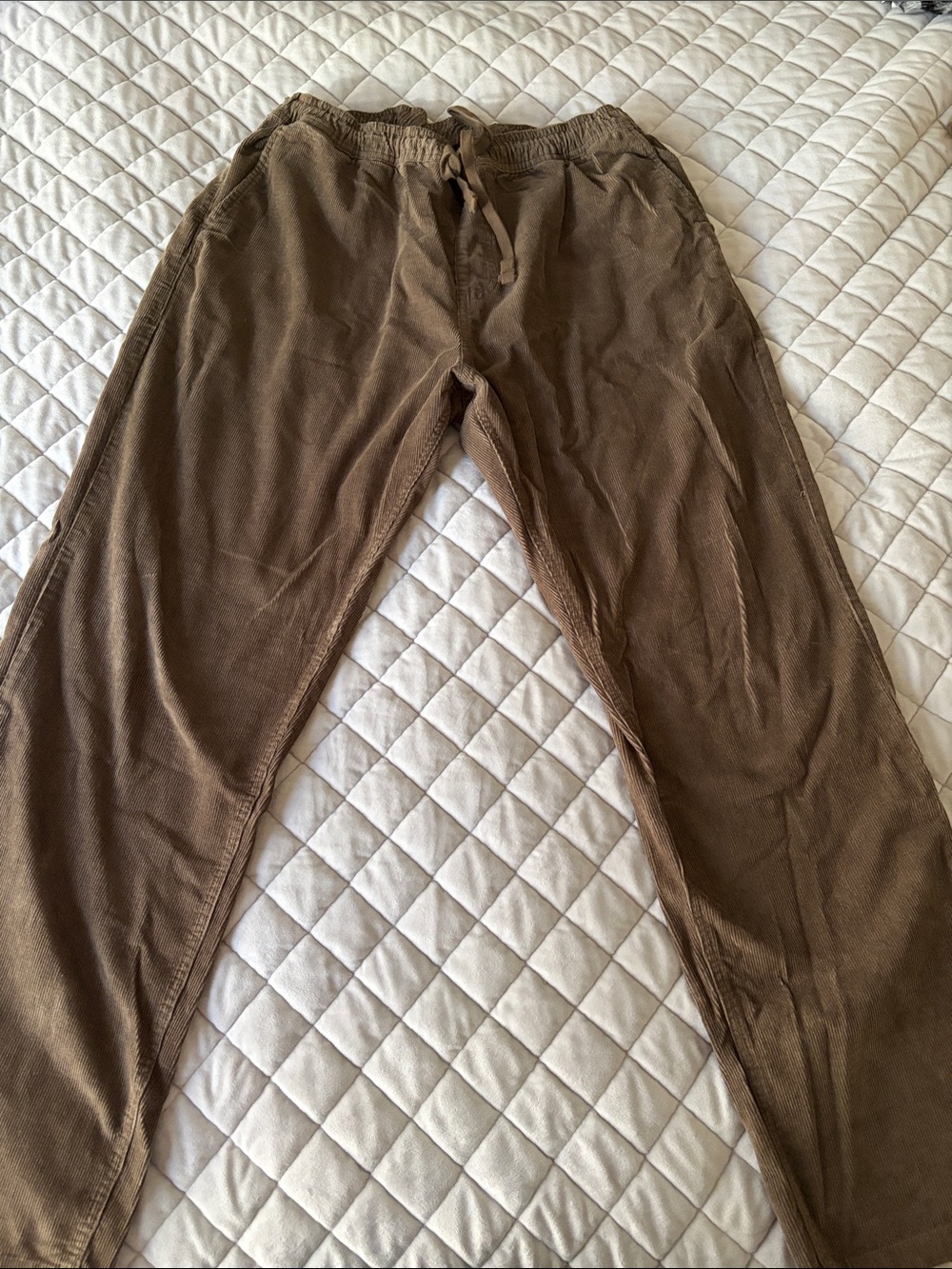 Quiksilver Men's Brown Corduroy Elastic Waist Pants